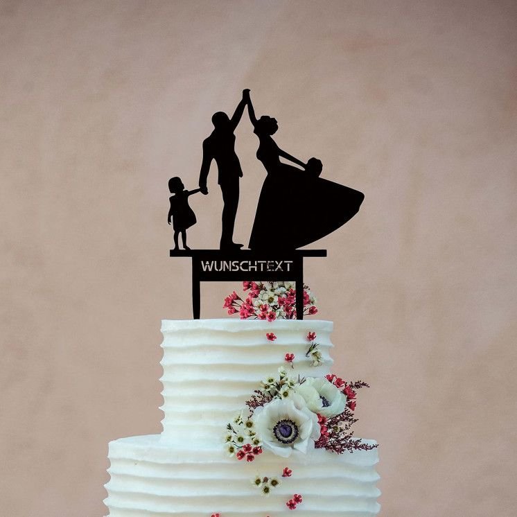 Cake Topper (Brautpaar 3) Kuchendekoration Tortenstecker personalisiert mit Name Wunschtext Tortenaufleger