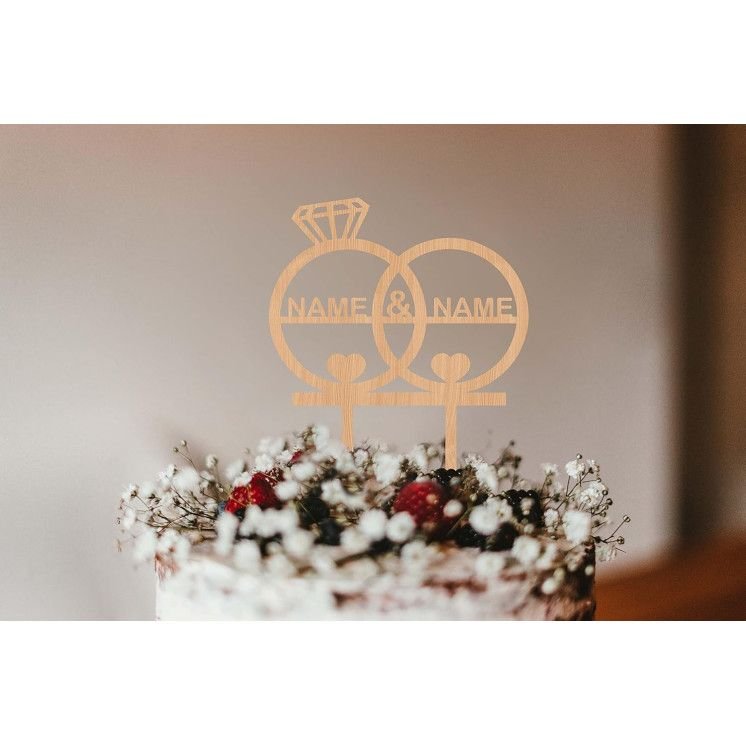 Cake Topper Blumenstecker Tortenstecker personalisiert mit Name Wunschtext Tortenaufleger - Tortenfigur - 13 MDF Holzfarben