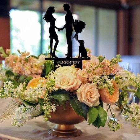 Cake Topper Blumenstecker Tortenstecker personalisiert mit Name Wunschtext Tortenaufleger - Tortenfigur - LOVE