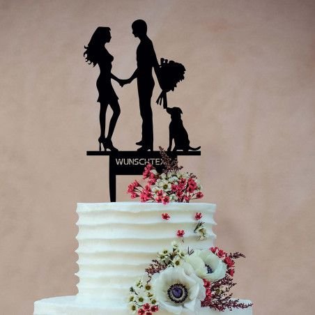 Cake Topper Blumenstecker Tortenstecker personalisiert mit Name Wunschtext Tortenaufleger - Tortenfigur - LOVE