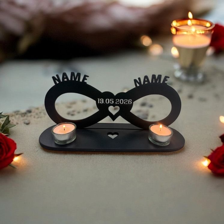 Teelichthalter Unendlichkeitszeichen Liebesgeschenk personalisiert