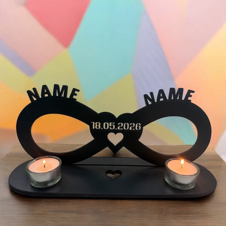 Teelichthalter Unendlichkeitszeichen Liebesgeschenk personalisiert