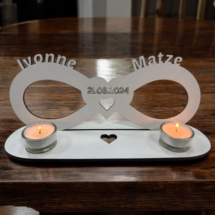 Teelichthalter Unendlichkeitszeichen Liebesgeschenk personalisiert