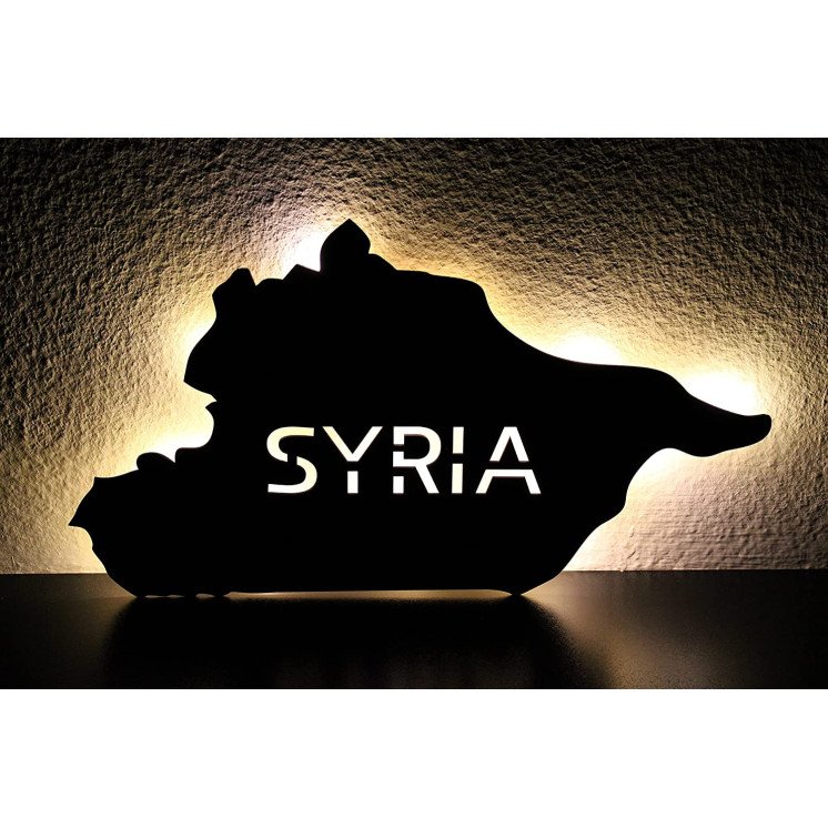 Syrien personalisiert mit Wunschtext Syria سوريا Lasergravur LED Schlummerlicht