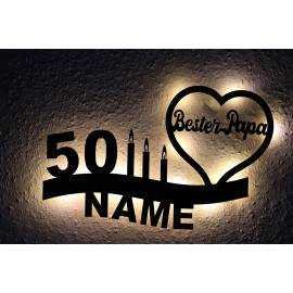 led Schlummerlicht Nachtlicht Bester Papa Geburtstag Geschenk, Name - Alter