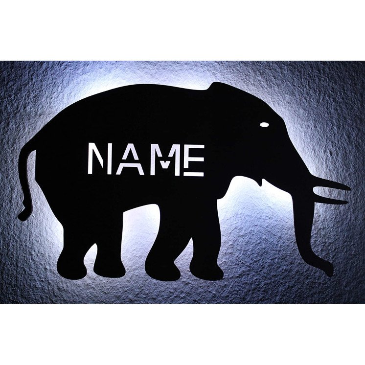 LED Deko Schlummerlicht Nachtlicht Elefant Spielzeug Tier ,personalisiert mit Wunsch Namen