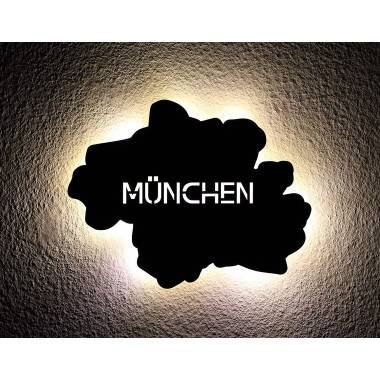 Led "München" personalisiert mit Wunschtext Lasergravur Schlummerlicht für Schlafzimmer Wohnzimmer Geschenk