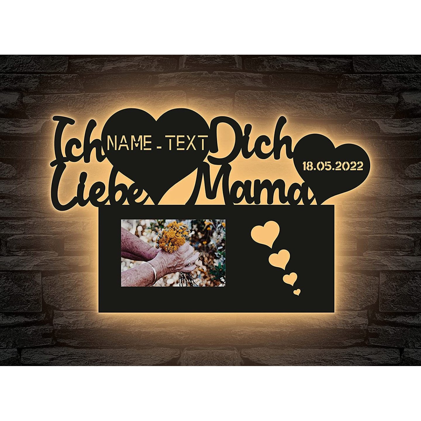 Ich liebe dich Mama Nachtlicht mit Bilderrahmen für Muttertag