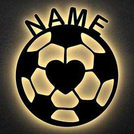 Fußball LED ,Ball mit Liebe personalisiert mit Wunsch Namen Lasergravur Schlummerlicht
