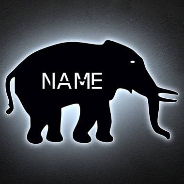 LED Deko Schlummerlicht Nachtlicht Elefant Spielzeug Tier ,personalisiert mit Wunsch Namen
