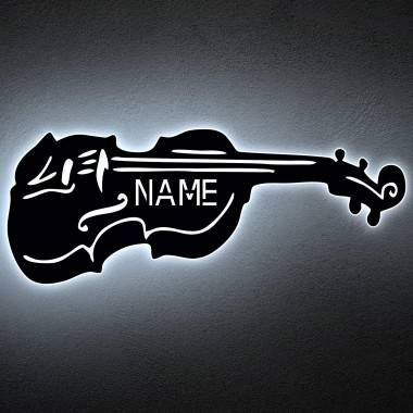 Violine LED Deko Geige Schlummerlicht Nachtlicht Musikinstrument Spielzeug ,personalisiert mit Wunsch Namen