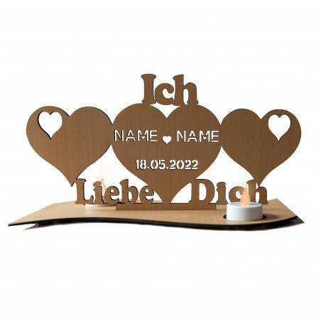 LED Teelichtern Herzen Ich Liebe Dich mit Wunschnamen personalisiert zum Geschenk