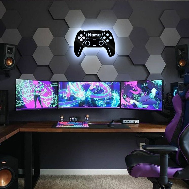 Led Gaming Controller Lampe - Gaming Zimmer Deko - Wandlampe Mit Name