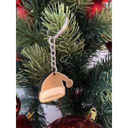 Schlüsselanhänger aus Holz 'Weihnachtsmütze' graviert tolles Geschenk für Frauen und Männer Handmade in Germany 2,5cm x 3,5cm