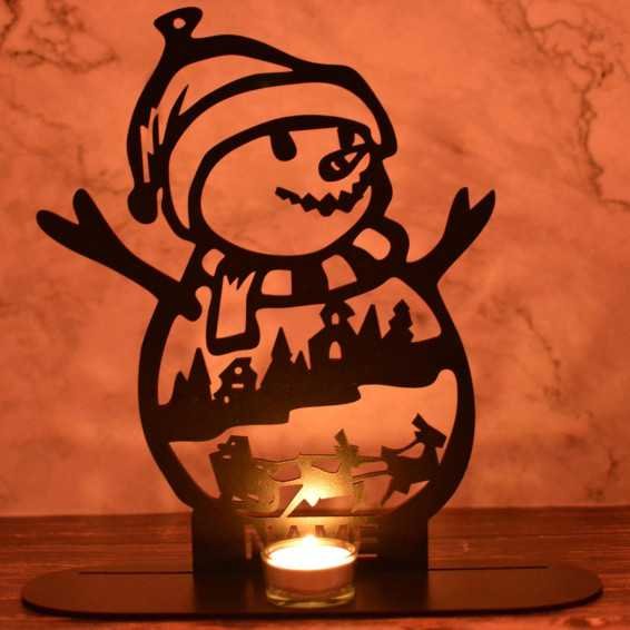 Schneemann Teelichthalter personalisierte Merry Christmas Weihnachten Kerzenständer,Kerzenhalter Tischdeko