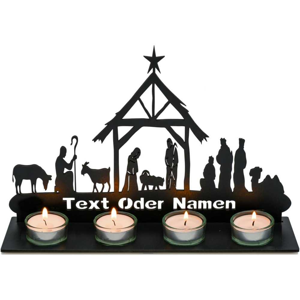 Teelichthalter 4 Stück Weihnachten Kerzenständer,Kerzenhalter Tischdeko Deko,Weihnachtsdekoration Schwibbogen personalisierte