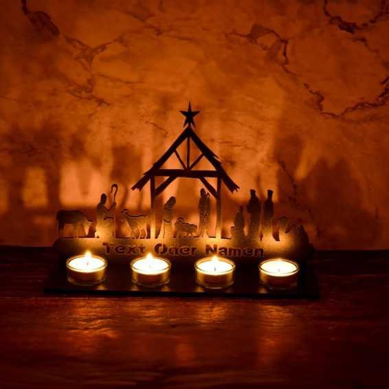 Teelichthalter 4 Stück Weihnachten Kerzenständer,Kerzenhalter Tischdeko Deko,Weihnachtsdekoration Schwibbogen personalisierte