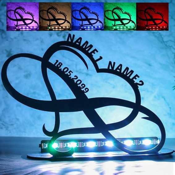 Herz Unendlichkeitszeichen Hochzeitsgeschenk Liebesgeschenk Tischdeko ich Liebe Dich LED RGB personalisiert mit Namen zum