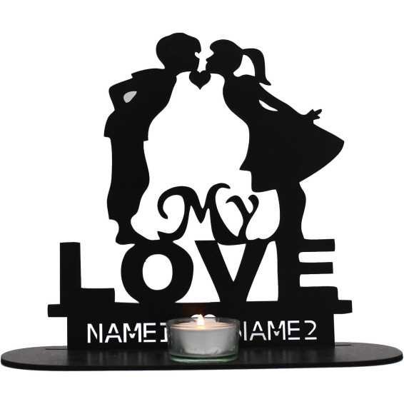 Teelichthalter My Love Liebesgeschenk personalisiert mit Namen Geschenk zur Hochzeit oder zum Jahrestag - ich Liebe Dich in 7