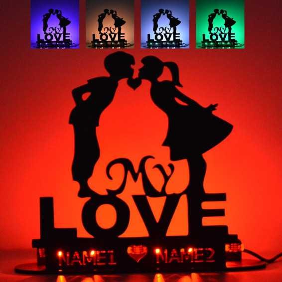 LEON FOLIEN My LOVE LED RGB Hochzeitsgeschenk Liebesgeschenk Tischdeko ich Liebe Dich Lampe personalisiert mit Namen zum
