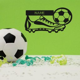 LEON FOLIEN Fußball Nachtlicht Schlummerlicht Geschenk Deko MDF Holz led Wand - Lampe personalisiert mit Namen für Kinder Jungs