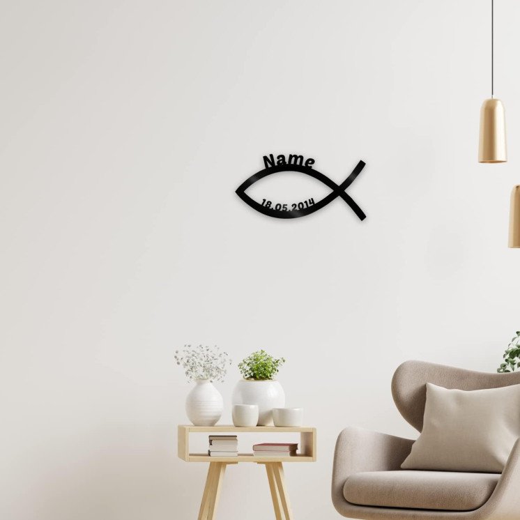 LEON FOLIEN Kommunion Fisch Led Nachtlicht Lampe Geschenke mit individuellem Namen & Datum, ideal als Geburtsgeschenke