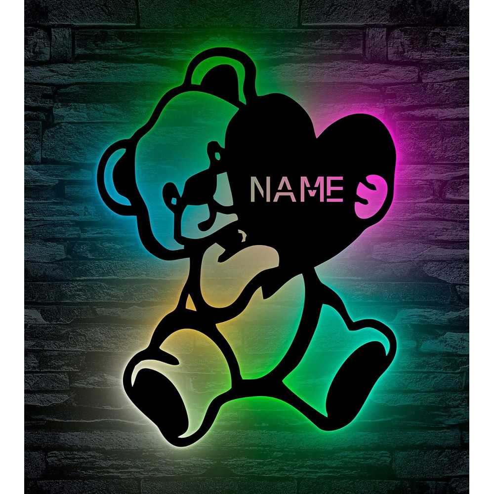 Bear Teddy RGB Farbwechsel Valentinstags Liebesbeweis - Mit 16 LED Farben USB App Bedienung / Musikgesteuert - personalisiert
