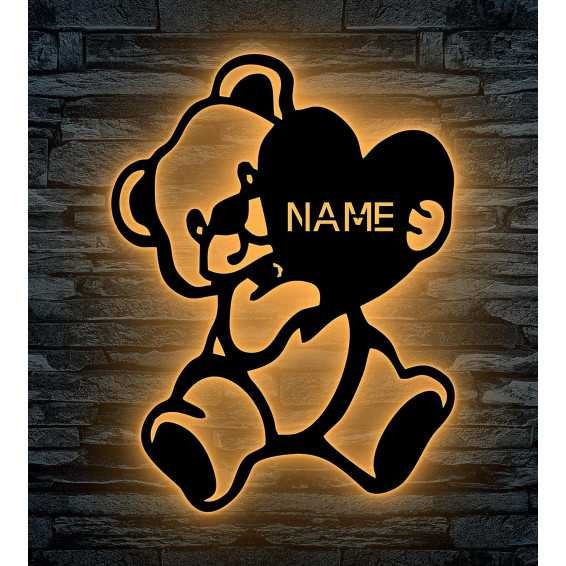 Bear Teddy RGB Farbwechsel Valentinstags Liebesbeweis - Mit 16 LED Farben USB App Bedienung / Musikgesteuert - personalisiert