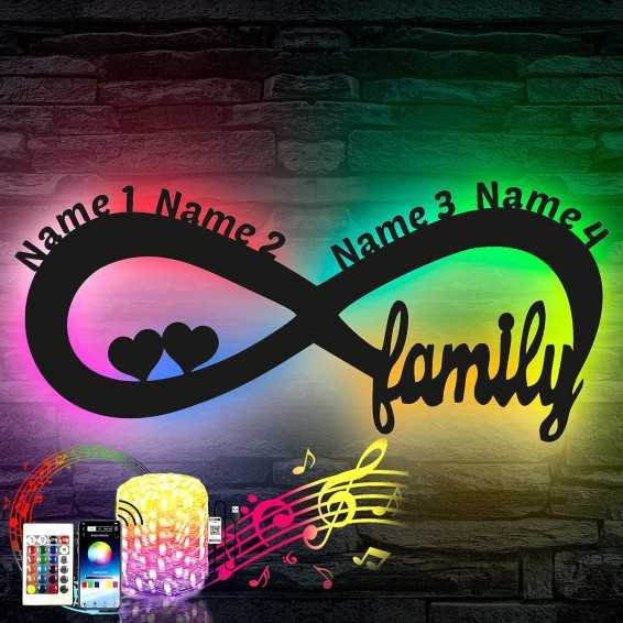 Family bis 4 Namen Unendlichkeitszeichen RGB Farbwechsel - Mit 16 LED Farben USB App Bedienung Bluetooth/Musikgesteuert -