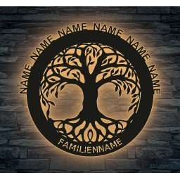 RGB Farbwechsel - Lebensbaum Familienbaum - Mit 16 LED Farben USB App Bedienung/Musikgesteuert - personalisiert mit Wunschnamen