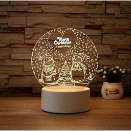 LEON - FOLIEN Weihnachten 3D Illusion Schneemann & -Frau Lampe Nachtlicht Tischlampe 16 Farben USB Touch Switch Led Licht