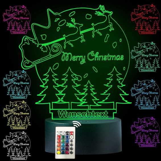 Weihnachtsmann 3D Illusion Lampe Nikolaus mit Wunschtext Tischlampe 16 Farben USB Touch Switch Led Licht Dekorationsideen für