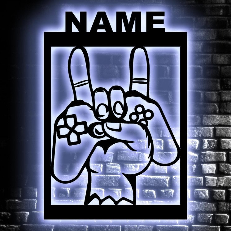 Gaming Led Schild in RGB Beleuchtung - Personalisiert NAME auf Holz - Gamer Geschenke - Besondere Geschenke für Videospiel -