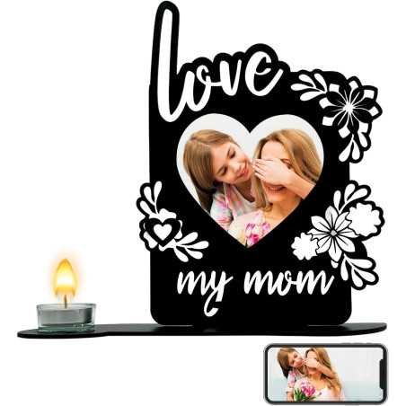 My mom Love Beste Mama Muttertagsgeschenk Herz Teelichthalter personalisiert Foto Herzen zum Muttertag Geburtstag mit Kerze -