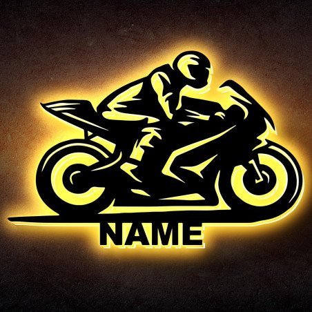 LEON FOLIEN Motorrad LED Deko Schlummerlicht Nachtlicht Motorcycle Sportbike personalisiert mit Wunsch Namen Abendlicht