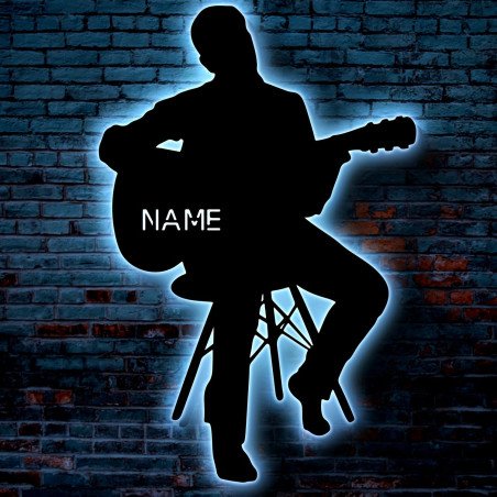 LEON FOLIEN LED Gitarre Junger Mann Acoustic Guitar Player Klassische Musik Nachtlicht personalisierte Geschenk für Sie Ihn mit