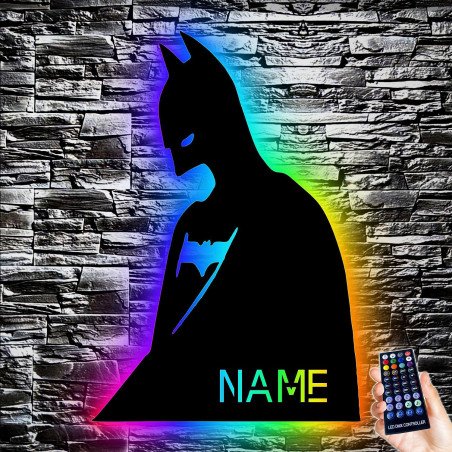 LEON FOLIEN Fledermaus Schlummerlicht rgb LED personalisiert mit Name Lasergravur Nachtlicht für Schlafzimmer Wohnzimmer -