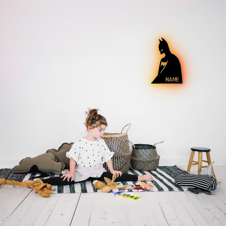 LEON FOLIEN Fledermaus Schlummerlicht rgb LED personalisiert mit Name Lasergravur Nachtlicht für Schlafzimmer Wohnzimmer -
