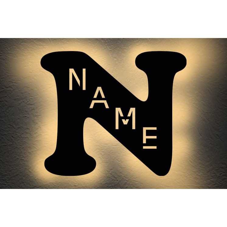 Buchstabe Led personalisierte Name auf Ihrem Anfangsbuchstaben Lasergravur aus MDF Holz Schlummerlicht Nachtlicht Alphabet