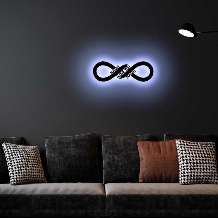 I Love You Unendlichkeitszeichen LED Deko Schlummerlicht Nachtlicht Liebe Herzchen liegende Acht personalisiert mit Wunsch Namen