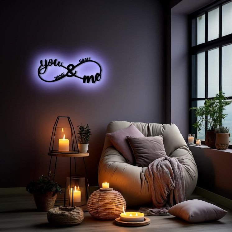 LED YOU & ME Unendlichkeitszeichen mit Namen Liebe Liebesbeweise zur Hochzeit Verlobung Jahrestag Hochzeitsgeschenke Wohnzimmer