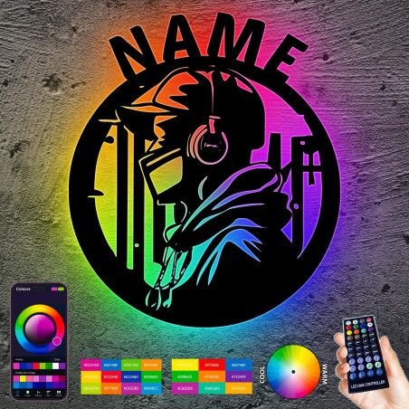 RGB LED JUNGE Spiele- und Social-Media-Player Gaming Schild - Gamer Geschenkidee personalisiert Mit Name Wand Lampe - Zimmer