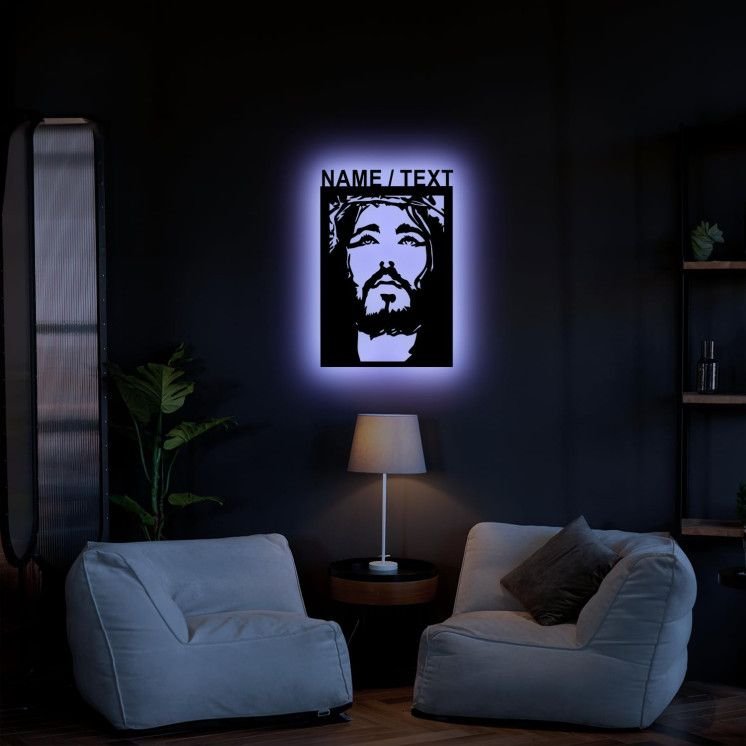 Jesus Christus Schlummerlicht LED, personalisiert mit Name Oder Text Lasergravur Nachtlicht für Schlafzimmer Wohnzimmer Geschenk
