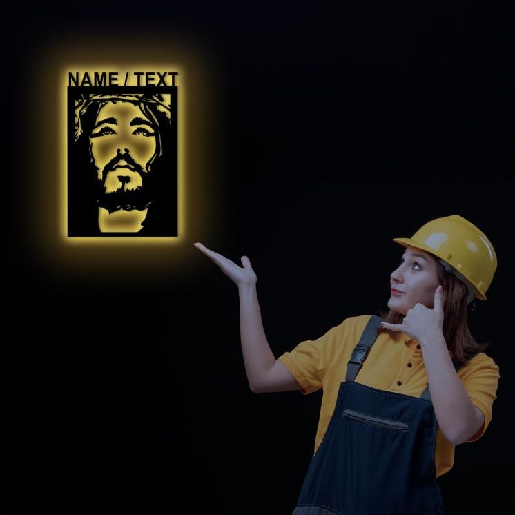 Jesus Christus Schlummerlicht LED, personalisiert mit Name Oder Text Lasergravur Nachtlicht für Schlafzimmer Wohnzimmer Geschenk