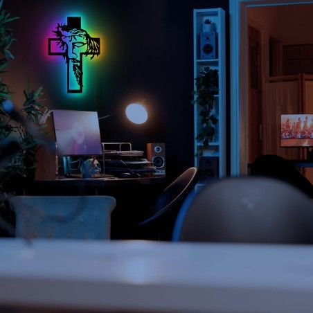 Kreuzen Jesus Christus Schlummerlicht RGB LED, personalisiert Lasergravur Nachtlicht für Schlafzimmer Wohnzimmer Geschenk Für